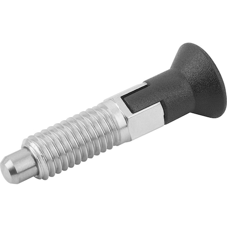 Kipp Indexing Plunger Eco Size:2 D1=M10, D=6, Form:C W Locking Slot Wout Locknut, Steel Not Hardened, K0747.03206100